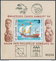 Bulgaria 2982, MNH. Mi 3270 Bl.143. UPU Congress, Hamburg-1984, Sailing Ship. - Unused Stamps