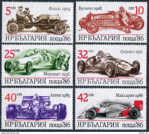 Bulgaria 3223-3228,MNH.Michel 3537-3542. Sport Cars 1986.Fiat,Bugatti,Mercedes, - Unused Stamps