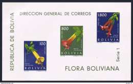 Bolivia C239a Sheet, MNH. Michel Bl.15. Flowers 1962. Orchid. - Bolivie