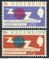 Ascension 92-93, MNH. Michel 92-93. ITU-100, 1965. - Ascensión