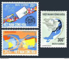 Viet Nam South 493-495, MNH. Michel 572-574. UPU-100, 1974. Map, Bird. - Vietnam