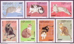 Viet Nam 2090-2096,2097,MNH.Michel 2160-2167,Bl.77. Domestic Cats 1990. - Vietnam