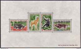 Ivory Coast 210a Sheet,MNH. Bouna Reserve,1963.Hartebeest,Wart Hog,Hyenas,Monkey - Ivory Coast (1960-...)