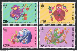 Hong Kong 615-618, MNH. Michel 632-635. New Year 1992, Lunar Year Of The Monkey. - Neufs