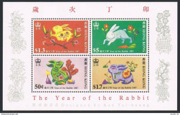 Hong Kong 485a Sheet, MNH. Mi Bl.7. Lunar New Year Of The Hare, 1987. Rabbits. - Ongebruikt