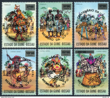 Guinea Bissau 362-362E,362F, MNH. Michel 374-379a,Bl.11a. 1976.UPU-100. Dancers. - Guinea-Bissau