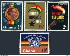 Ghana 78-81,81a, Hinged. Mi 80-83, Bl.2. Republic Day 1960. Nkrumah, Flag, Arms. - Precancels