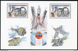 Czechoslovakia 2653,MNH.Michel Bl.69. Intercosmos 1987.A.Gubarev,V.Remek Flight - Nuovi