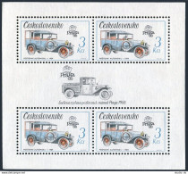 Czechoslovakia 2657b-2658b Sheets,MNH. PRAGA-1988.Postal Van,1924;Locomotive, - Neufs