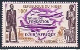 Niger C22,MNH.Michel 23. Air Afrique 1962.Modern,Ancient Africa.Plane,Map,Sheep. - Níger (1960-...)