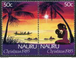 Nauru 311-312a Pair, MNH. Michel 310-311. Christmas 1985, Canoe. - Nauru