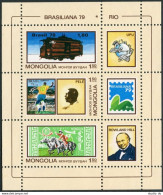 Mongolia 1096 Sheet, MNH. Mi 1252-1254 Bl.59. BRAZILIANA-1979. Sir Rowland Hill. - Mongolie