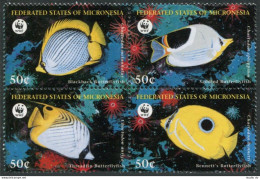 Micronesia 274 Ad Block,MNH.Michel 583-586. WWF 1997.Fish:Butterfly-fish, - Mikronesien