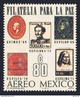 Mexico C414 Block/4,MNH.Michel 1391. EXFILBRA-1972.Stamp On Stamp. - Mexique