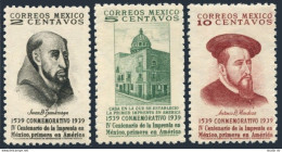 Mexico 748-750,hinged.Michel 769-771. Printing In Mexico,400th Ann.1939. - México