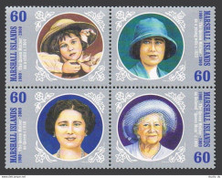 Marshall 750 Ad Block,MNH.Michel 1390-1393. Queen Mother Elizabeth,2000. - Marshall