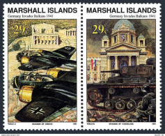 Marshall 276-277a Pair, MNH. WW II, Germans Invade The Balkans, Apr.1941, 1991. - Marshalleilanden