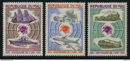 Mali 216-218, MNH. Mi 437-439. UPU-100. Old & New Mail. Ships, Planes, Trains. - Malí (1959-...)