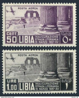 Libya C28-C29, Hinged. Mi 83-84. Air Post 1937. Ruins Of Odeon Theater. - Libia