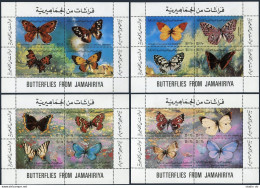 Libya 966 Ap Four Blocks/4, MNH. Michel Bl.52-55. Butterflies 1981. - Libia