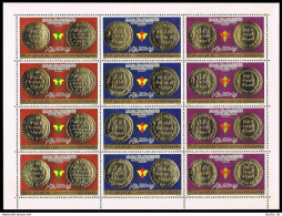Libya 1243 Ac Sheet,MNH.Michel 1474-1476 Bogen. Gold Dinars Minted A.D.699-727. - Libia