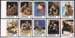 Liberia 853-857 A-j Imperf, MNH. Mi 1109B-1158B. Scouting. Norman Rockwell, 1979 - Liberia