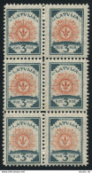 Latvia 57 Laid Paper Block/6,MNH.Michel 30-31a. Arms 1919. - Lettonia