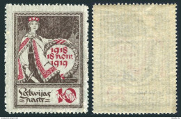 Latvia 60, MNH. Michel 32y. Allegory-One Year Independence, 1919. - Lettonia