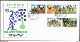 Lesotho 291-295,296,two FDC.Michel 291-295,Bl.5. Olympics Moscow-1980.Soccer, - Lesotho (1966-...)