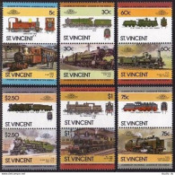 St Vincent 849-854 Ab Pairs,MNH.Michel 832-843. Locomotives,set 5,1985. - St.Vincent (1979-...)