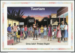 St Lucia 866 Sheet,MNH.Michel Bl.33. Tourism 1986.Gross Islet - Friday Night. - St.Lucie (1979-...)