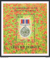 St Lucia 1022, MNH. Mi Bl.62. End Of WW II, 50th Ann. 1995. War Medal 1939-1945. - St.Lucia (1979-...)