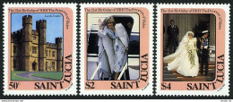 St Lucia 591-593,594, MNH. Mi 586-588,BL.35. Princess Diana, 21st Birthday,1982. - St.Lucia (1979-...)