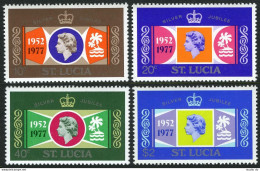 St Lucia 414-417,418, MNH. Mi 407-411,Bl.11. QE II Silver Jubilee Of Reign,1977. - St.Lucia (1979-...)