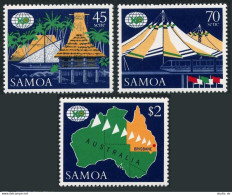 Samoa 717-719,MNH.Michel 641-643. EXPO Australia-1988.Village,Canoe,Monorail,Map - Samoa (Staat)