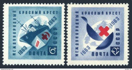 Russia 2766-2767, MNH. Michel 2787-2788. Red Cross-100, 1963. Freighter. - Ungebraucht