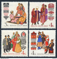 Russia 2723-2726, MNH. Mi 2739-2742. Regional Costume, 1963. Tadzhik, Kirghiz, - Ungebraucht