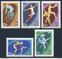 Russia 2759-2763a, MNH. Spartacist Games 1963. Bicycling,Jump,Basketball,Soccer. - Unused Stamps