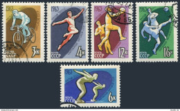 Russia 2759-2763 & Imperf,CTO. Spartacist Games,1963.Bicycling,Soccer,Long Jump, - Usati