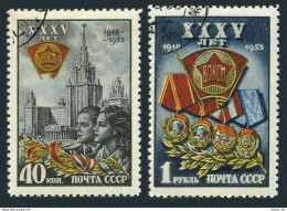 Russia 1674-1675, CTO. Michel 1677-1678. Youth Communist League, 35th Ann. 1953. - Usados