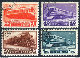 Russia 1411-1414 Print 1949,CTO.Michel 1414-1417 Trains:Trolley Car,Diesel,Steam - Usados