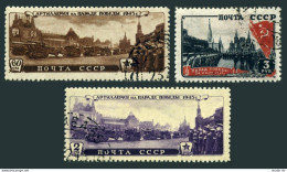 Russia 1029-1031, CTO. Michel 1011-1013. WW II. Victory Parade, Moscow 1946. - Usados