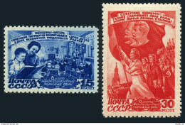 Russia 1123-1124, MNH. Michel 1114-1115. Women Day, 1947. Lenin-Stalin Flag. - Unused Stamps