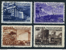 Russia 1193-1196, CTO. Ukrainian SSR, 30th Ann.1948. Dneprostroy Dam,Steel Mill. - Usati
