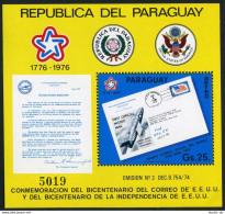 Paraguay 167 Sheet, MNH. Michel Bl.279. USA-200,1976. Shuttle Flight Cover. - Paraguay