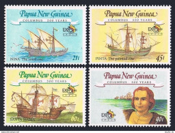 Papua New Guinea 782-785, 785a, MNH. Columbus-500. Ships Nina,Pinta,Santa Maria. - República De Guinea (1958-...)