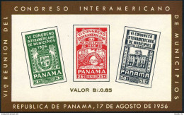 Panama C182a,MNH.Michel Bl.2. American Congress Of Municipalities,1956.Ruins, - Panamá