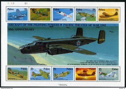 Palau C22, MNH. Michel 590-599 Bl.21. WW II In Pacific, 1991. Aircraft. - Palau