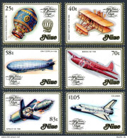 Niue 389-394, 394a, MNH. Mi 511-516, Bl.66. Balloon,Write Flyer,Zeppelin,Apollo. - Niue