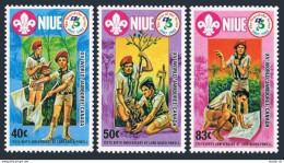 Niue 376-378,379 Ac Sheet, MNH. Michel 496-498, Bl.65. XV WORLD JAMBOREE, 1983. - Niue